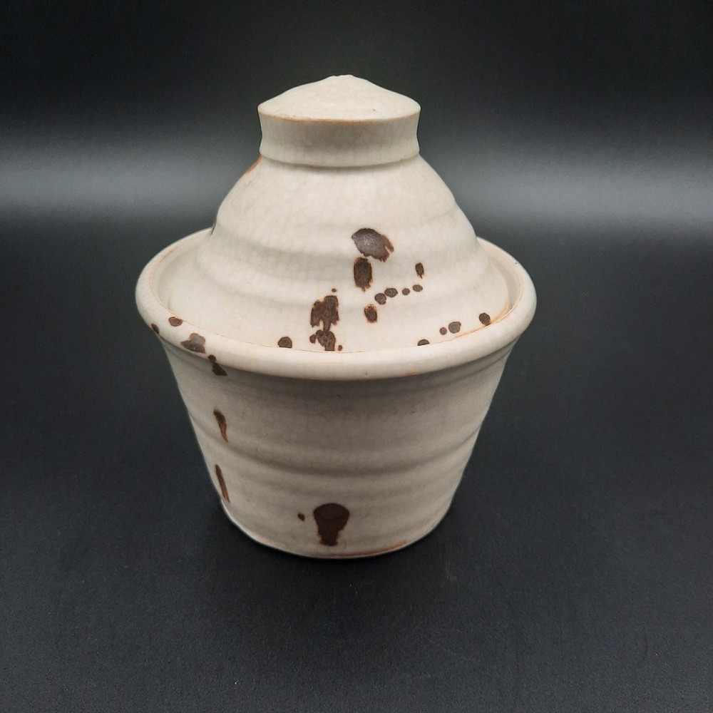 Handmade Ceramic Covered Pot Rustic Earth Tones Kitchen Storage Jar - Picture 2 of 7